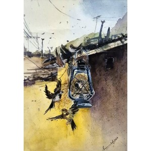 Sumbel Sajid, 8 x 12 inch,  Watercolor on Paper, Cityscape Painting, AC-SUSJ-006